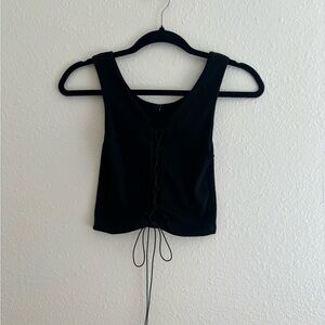 Black Lace-Up Women's Top